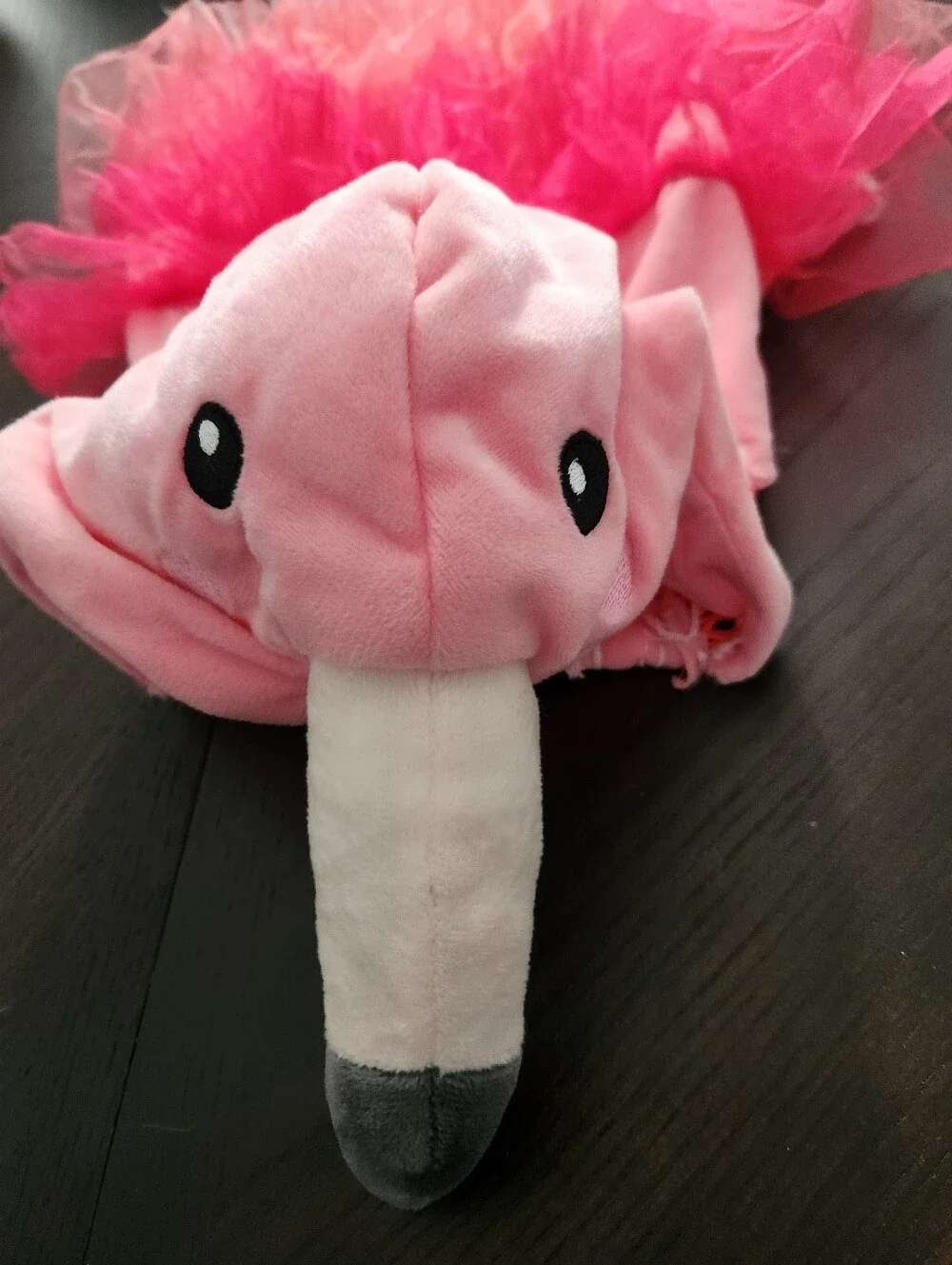 Pink Flamingo Plush Dog Costume With Tulle Tail